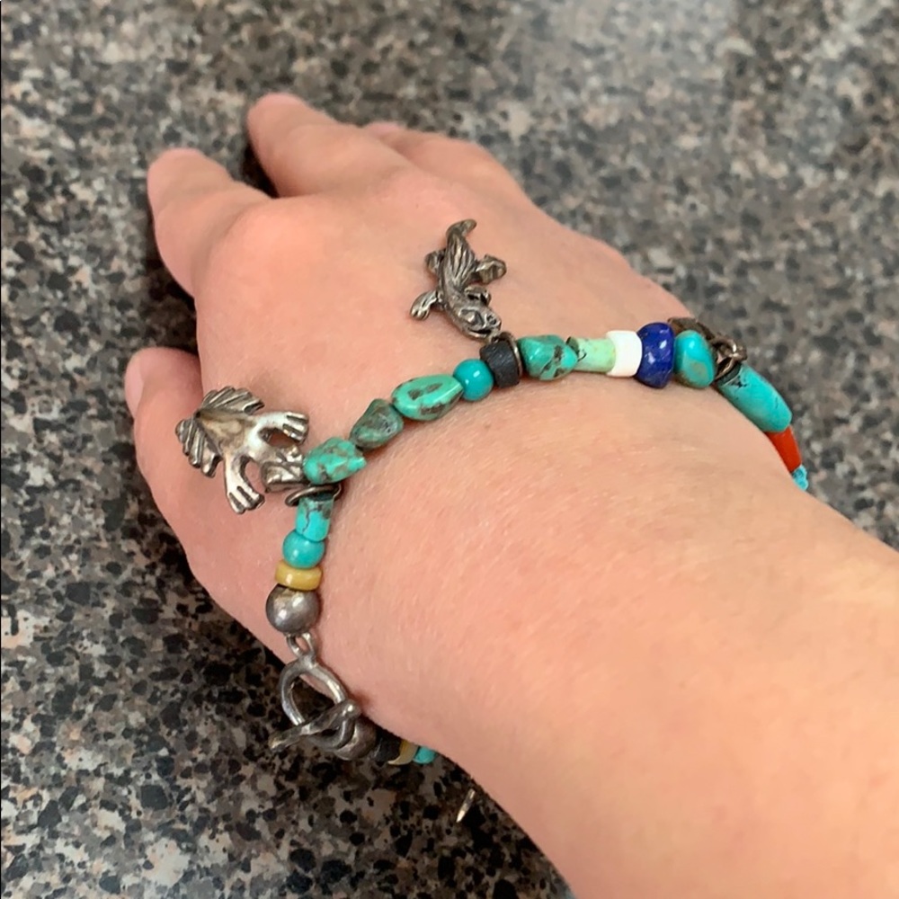 Handmade turquoise bracelet w/ charms - Picture 5 of 6